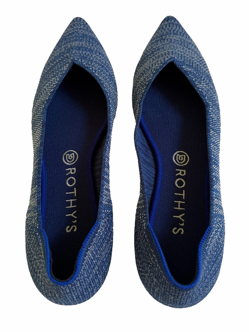 Rothys Womens The Point Flat Indigo Heather Blue Knit Size 10 Washable EUC - Picture 8 of 16